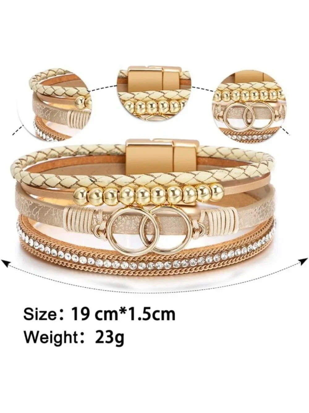 Boho Leather Wrap Bracelet for Women, Western Layered Cuff Jewelry, Stylish Gift